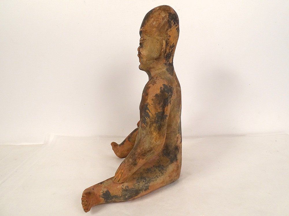 Pre-columbian Sculpture Olmec Character Las Bocas Mexico Terracotta-photo-4