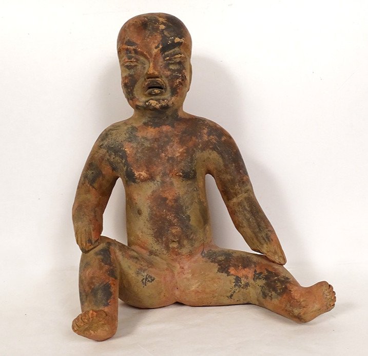 Pre-columbian Sculpture Olmec Character Las Bocas Mexico Terracotta
