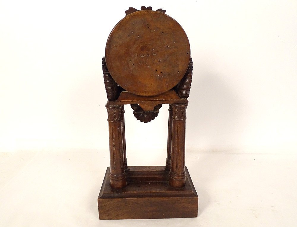 Black Forest Carved Wood Watch Holder Portico Bird Shell Clock 19th-photo-5