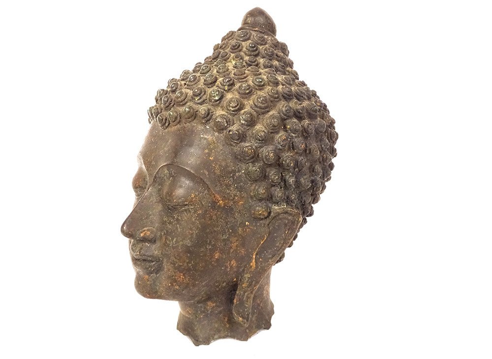 Sculpture Bronze Statue Bouddhiste Tête Bouddha Thaïlande XVIIè XVIIIème-photo-4
