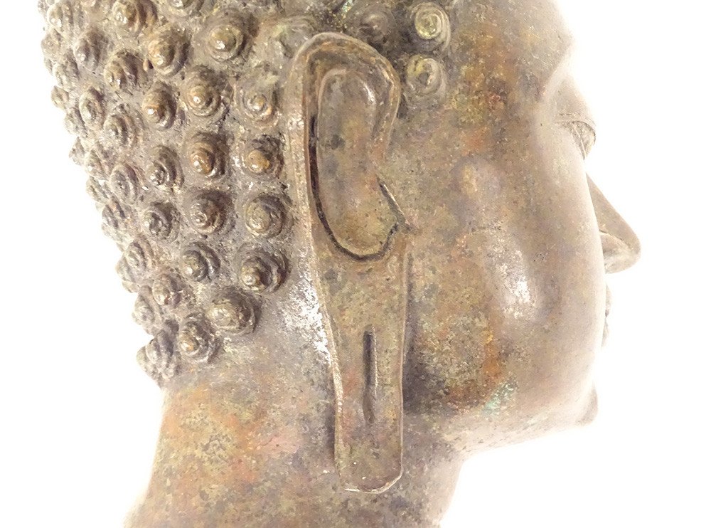 Bronze Sculpture Buddhist Statue Buddha Head Thailand XVIIth XVIIIth-photo-7