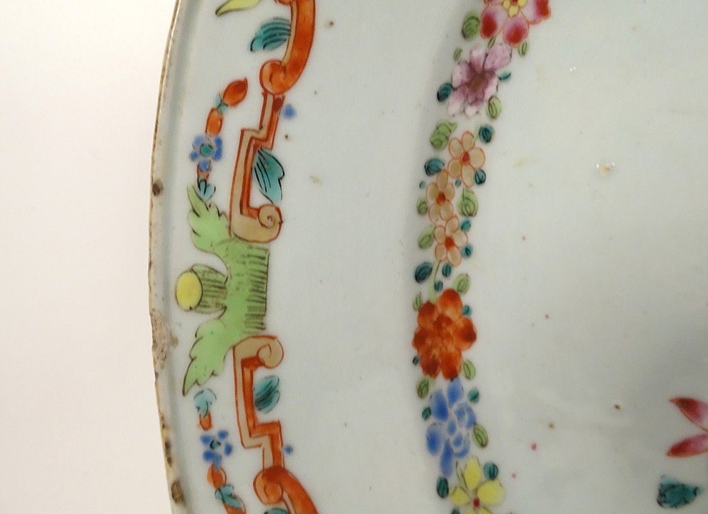 Oval Porcelain Dish Compagnie Des Indes Birds Herons Flowers XVIIIth-photo-2
