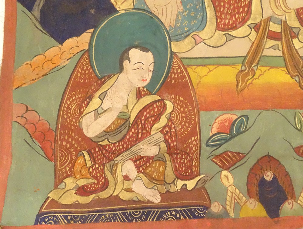 Thangka Tibétain Peinture Bouddhiste Déesse Tara Blanche Bouddha Tibet XXè-photo-4