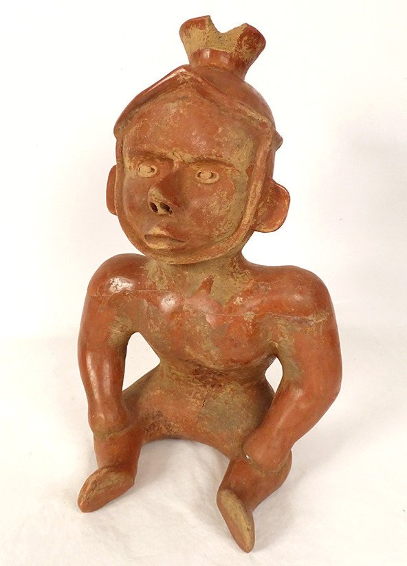 Statuette Sculpture Précolombienne Colima Mexique Personnage Bossu Assis