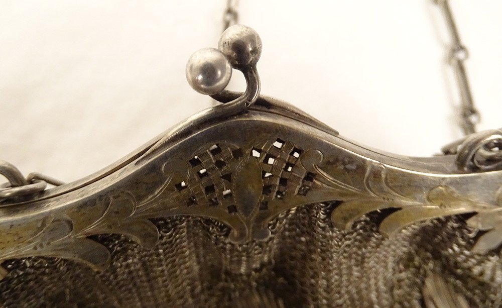 Evening Bag Purse Aumonière Sterling Silver Hungarian Hungary Art Nouveau 19th-photo-2