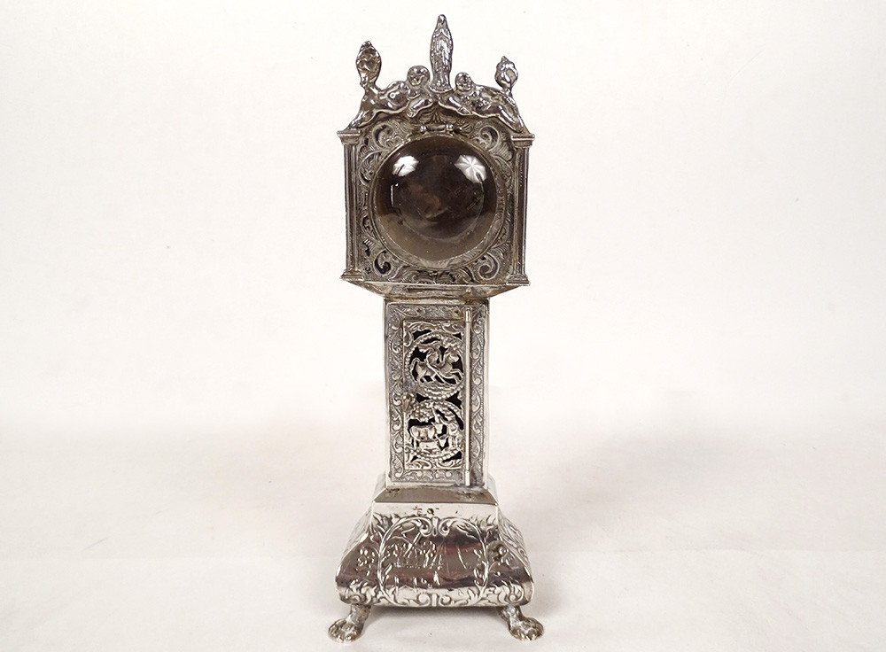 Horloge de Parquet Miniature Argent Massif Hollandais Vierge Vénus XIXème-photo-2