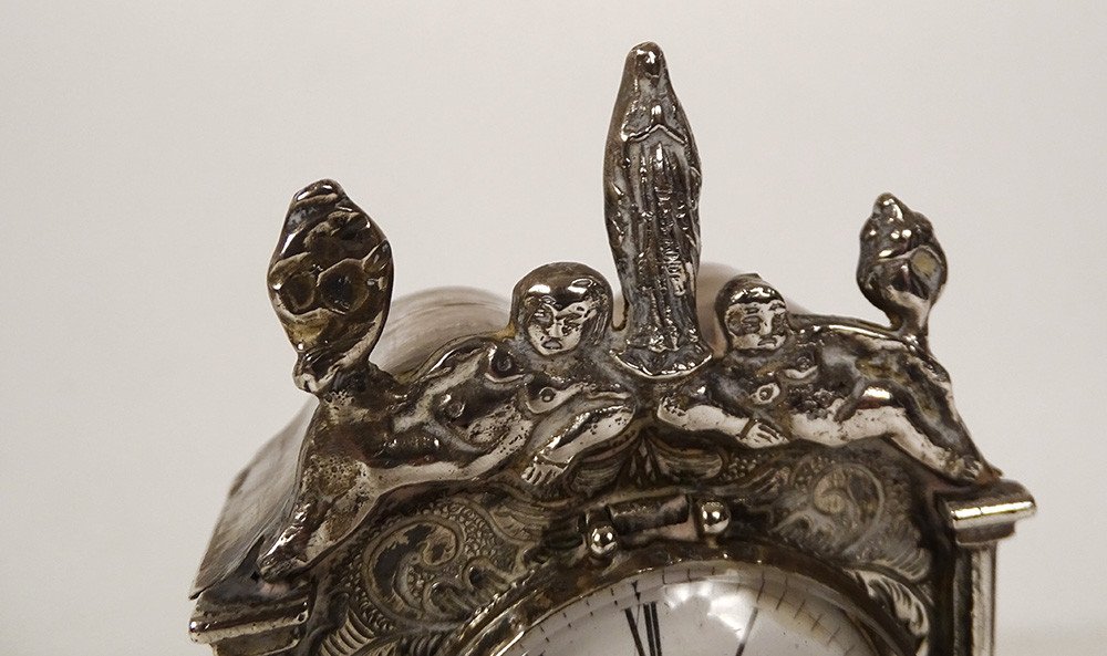 Dutch Sterling Silver Miniature Floor Clock Virgin Venus 19th Century-photo-4