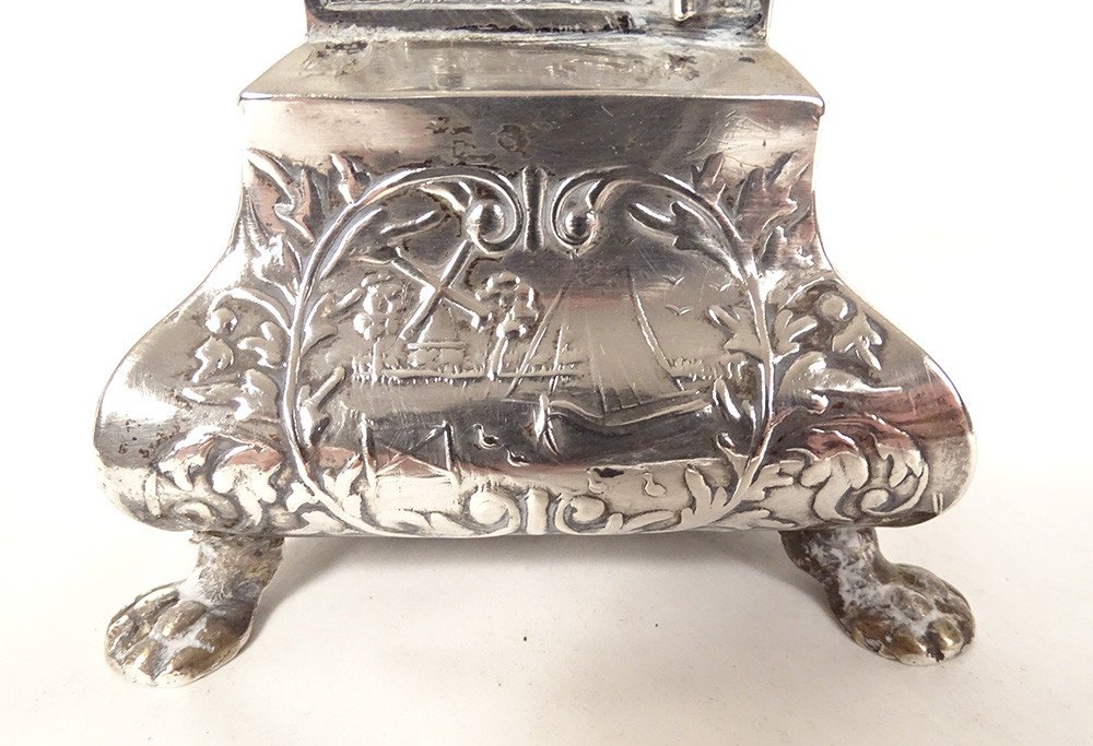 Dutch Sterling Silver Miniature Floor Clock Virgin Venus 19th Century-photo-1
