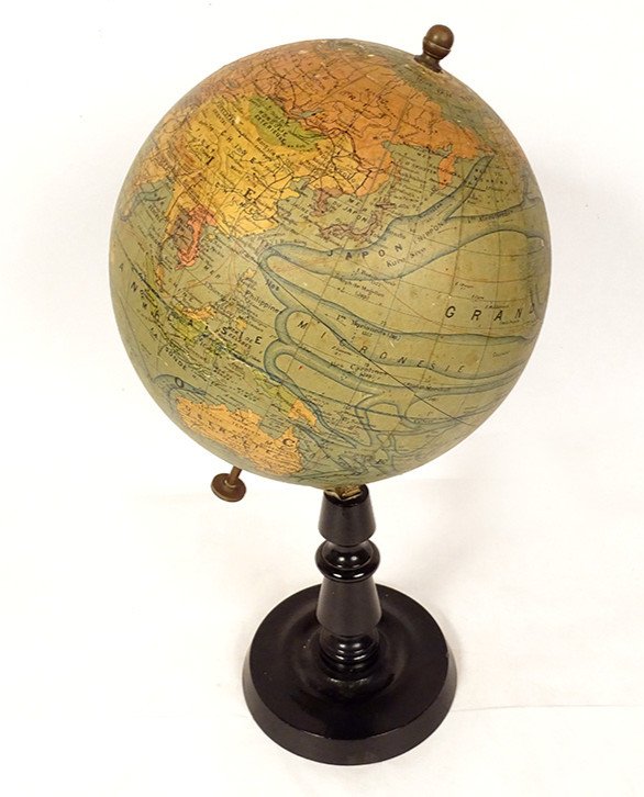 Terrestrial Globe World Map Currents J. Forest 17-19 Rue Buci Paris 20th Century