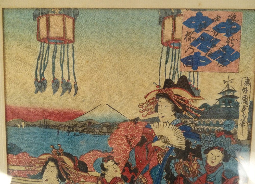 Japanese Ukiyo-e Print Oiran Kamuro Kunisada Utagawa II Edo 19th Century-photo-4
