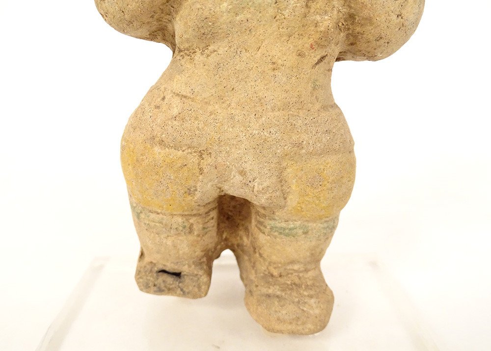 Small Pre-columbian Statuette Character Flute Jama Coaque Ecuador Earth-photo-3