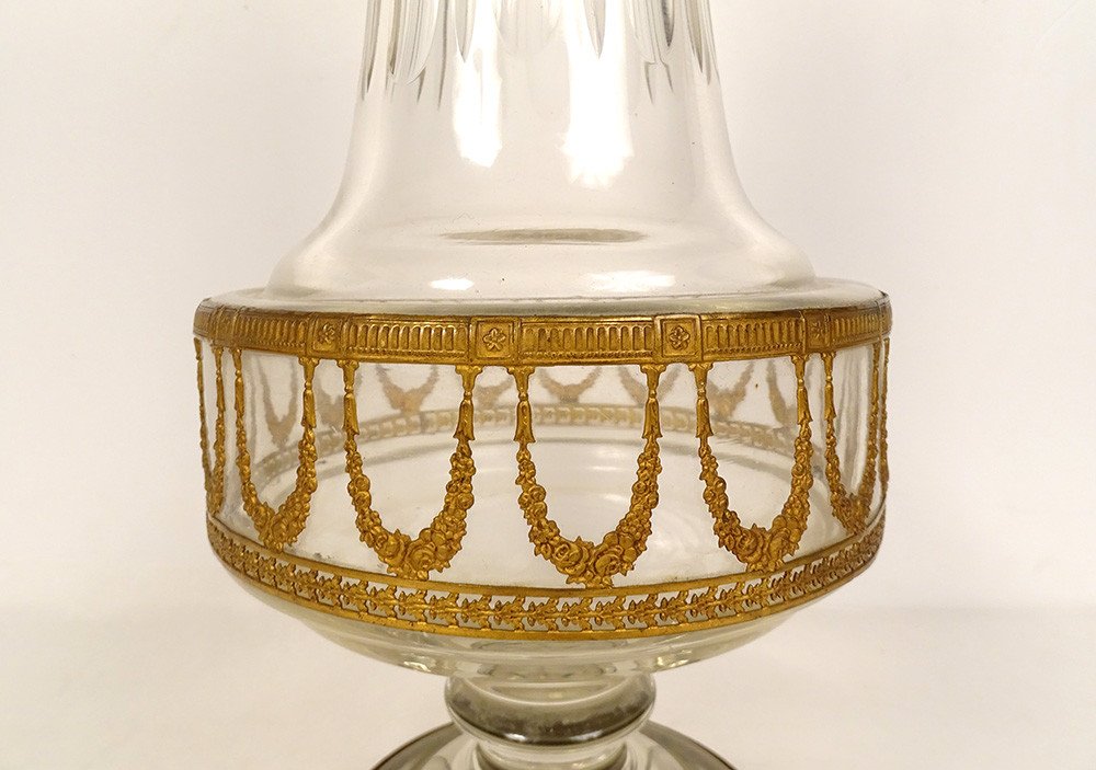Large Empire Vase Baccarat Crystal Golden Brass Garlands Napoleon III 19th-photo-3
