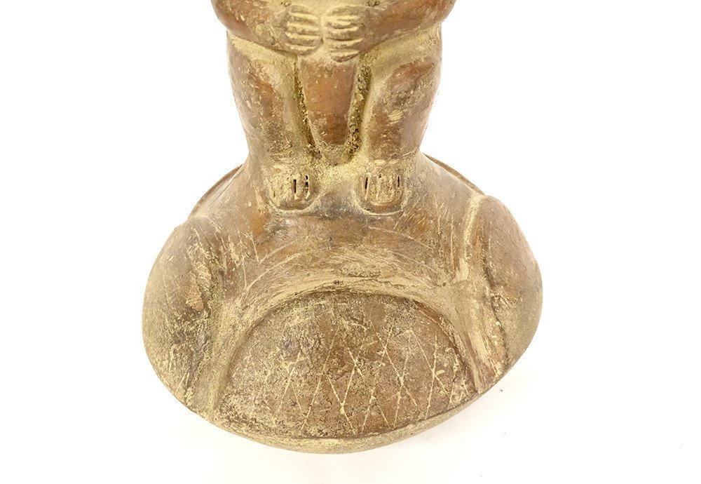 Pre-columbian Singer Vase Flute Player Chorrera Ecuador Terracotta-photo-3