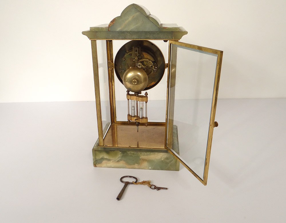 Onyx Cage Pendulum Gilt Bronze Cloisonné Enamels Napoleon III 19th Century-photo-2