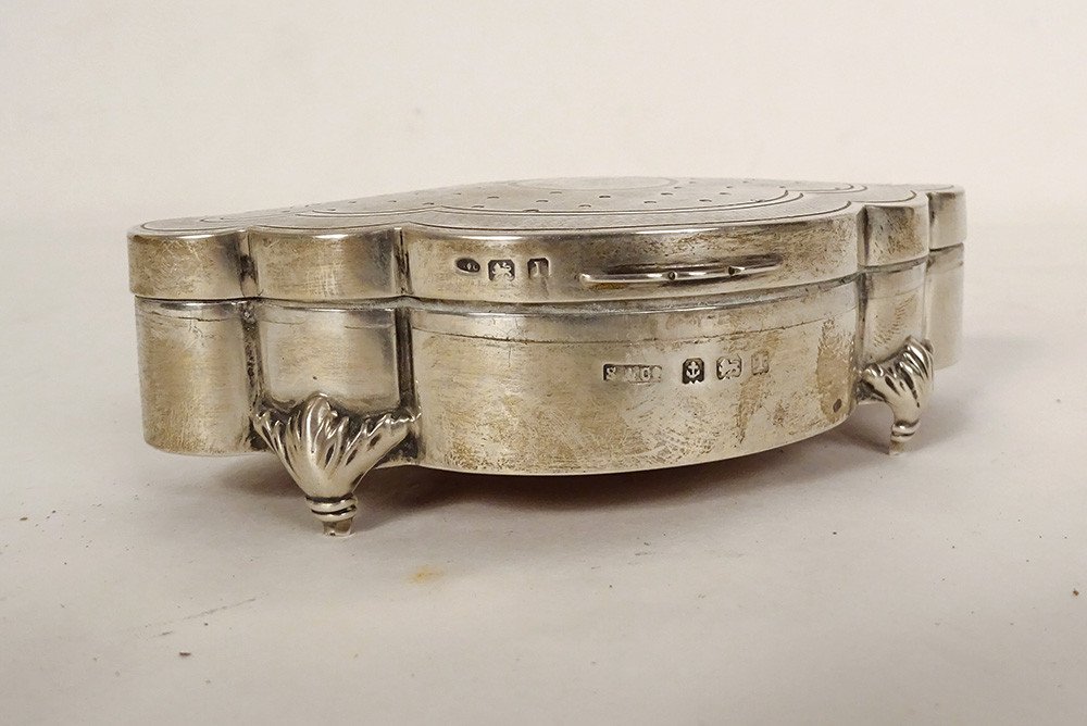 Sterling Silver English Jewelry Box Birmingham 1910 Sydney & Co 20th-photo-2
