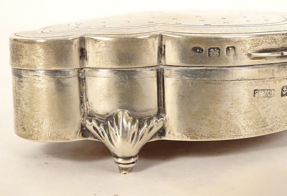 Sterling Silver English Jewelry Box Birmingham 1910 Sydney & Co 20th-photo-1