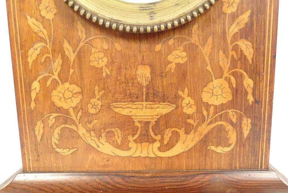 Charles X Borne Clock Rosewood Marquetry Flowers Fountain 19th Century-photo-3