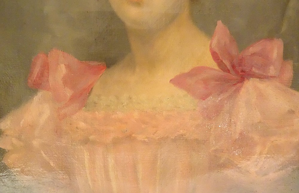 Grande HST Portrait Femme élégante Marguerite Jacquelin Cadre Doré XIXème-photo-3