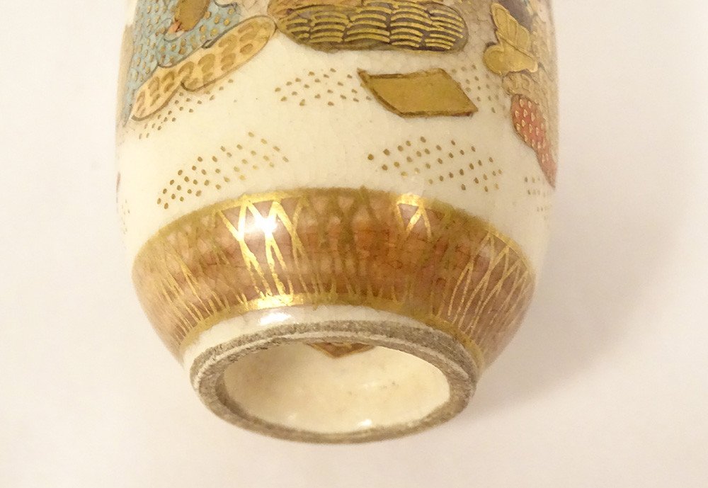 Petit Vase Porcelaine Satsuma Japon Personnages Sages Dorure Meiji XIXème-photo-6