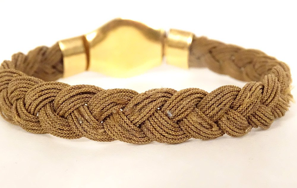 Bracelet Of Mourning Sentiment Reliquary 18k Gold Enamel Braided Hair 19th-photo-4