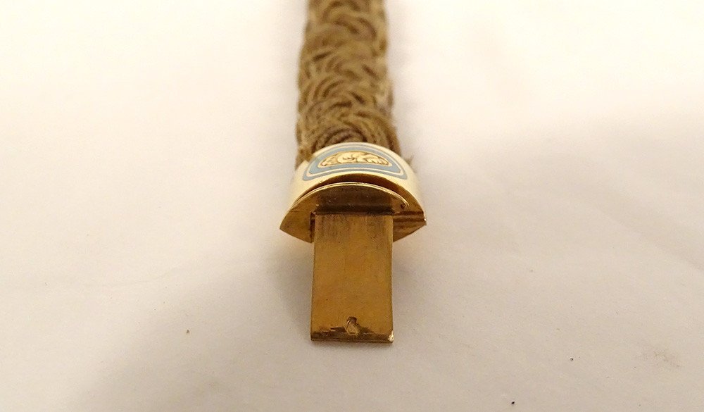 Bracelet de Sentiment Deuil Reliquaire Or 18k émail Cheveux Tressés XIXème-photo-3