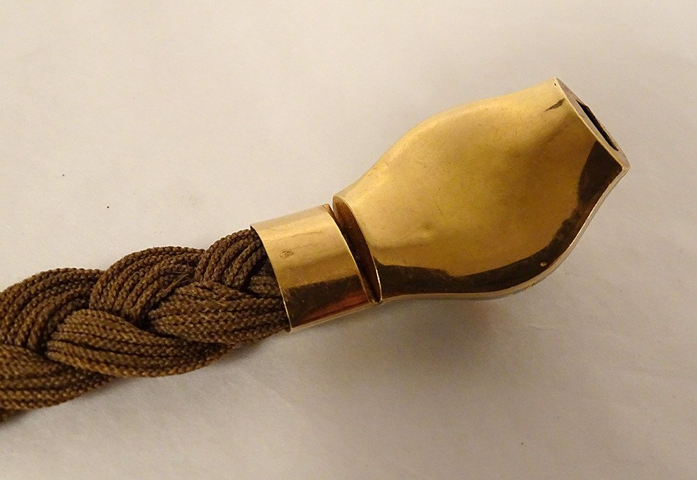 Bracelet Of Mourning Sentiment Reliquary 18k Gold Enamel Braided Hair 19th-photo-4