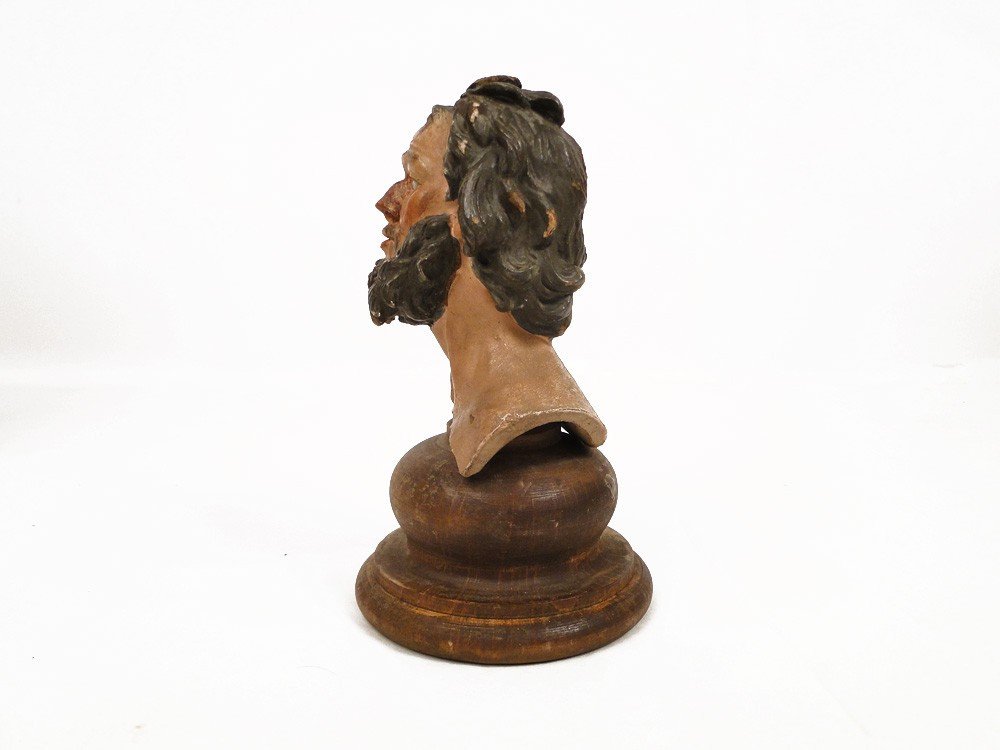Neapolitan Santon In Terracotta Bust Of Man 18th Century-photo-4