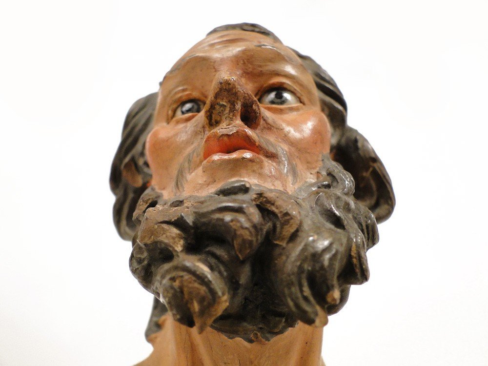 Neapolitan Santon In Terracotta Bust Of Man 18th Century-photo-2