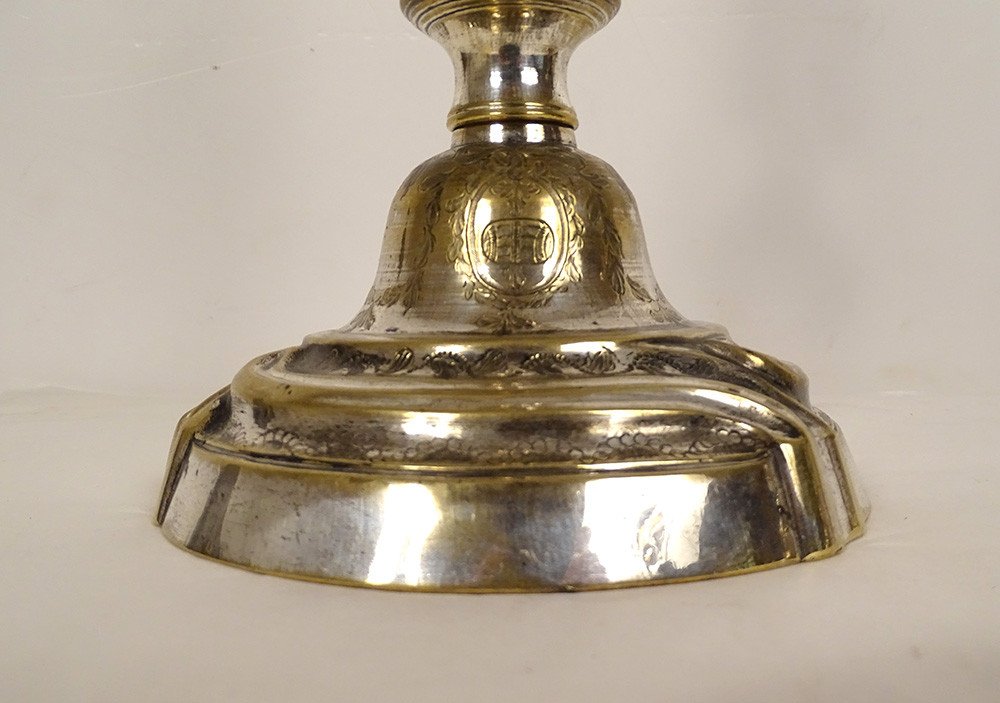 Pair Of Louis XV Candlesticks Silver Bronze Barrel Knots Garlands XVIII-photo-3