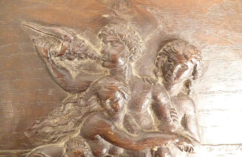 Pair Of Carved Wood Panels Toilet Birth Venus De Vinci Servet 20th-photo-5