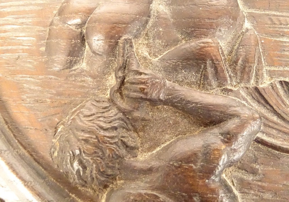 Pair Of Carved Wood Panels Toilet Birth Venus De Vinci Servet 20th-photo-7