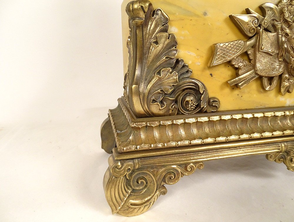 Siena Marble Restoration Clock Gilt Bronze Hunting Stag Dog 19th-photo-1