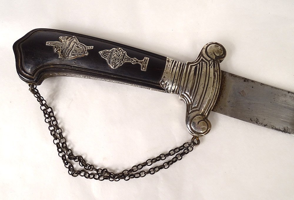 Dague de Chasse ébène Argent Massif Instruments Musique Coupe Fin XVIIIème-photo-1