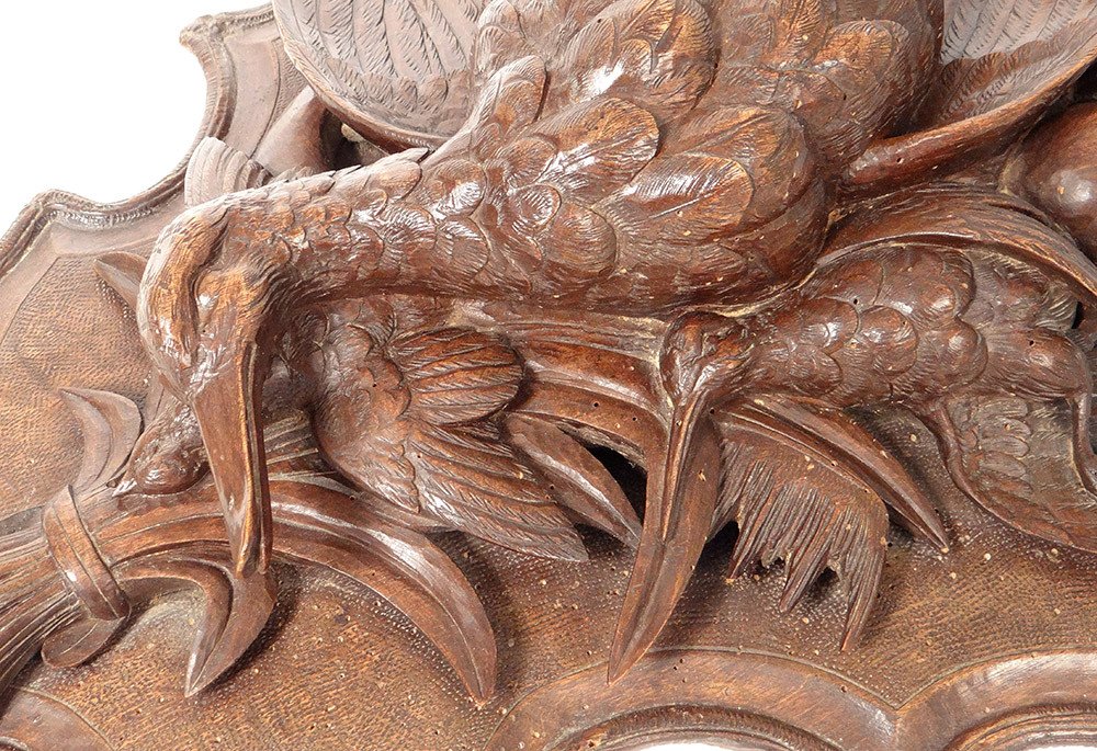 Black Forest Hunting Trophy Sculpture Carved Wood Birds Duck 19th-photo-2