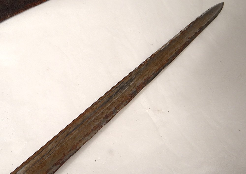 Couteau Dague de Chasse Vénerie Corne Bronze Fourreau Tête Loup XIXè Siècle-photo-1