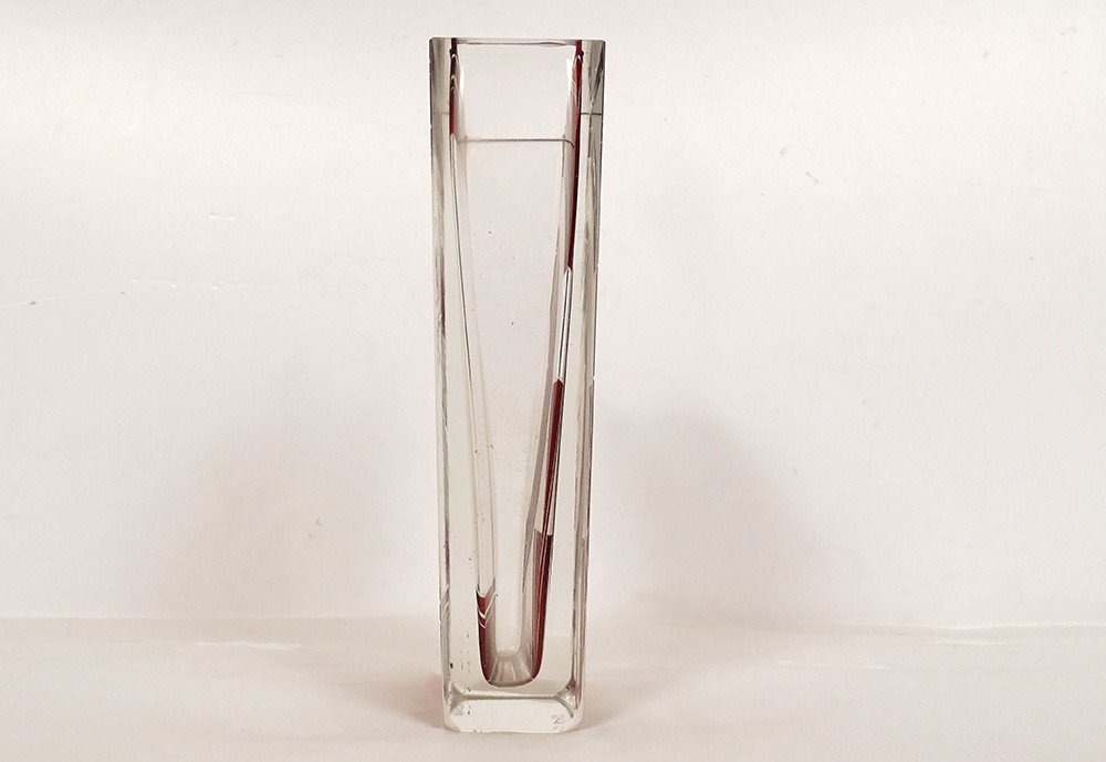 Vase Karl Palda Verre Taillé émaillé Décor Géométrique Art Déco 1930 XXème-photo-4