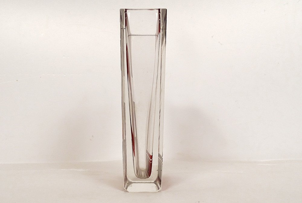 Vase Karl Palda Verre Taillé émaillé Décor Géométrique Art Déco 1930 XXème-photo-1
