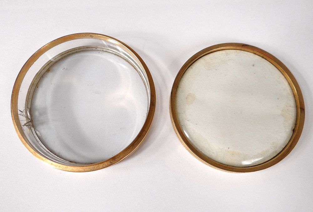 Miniature Round Box Portrait Noble Man Chasselat Solid Gold 1809 19th-photo-1