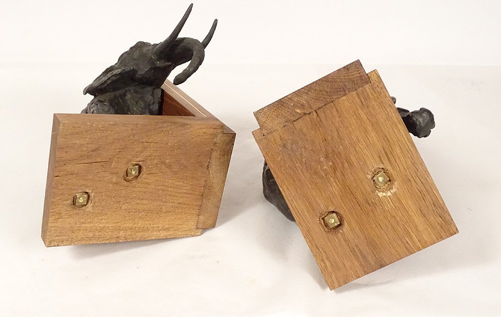 Pair Of Bookends Elephant Sculptures Ary Bitter Bronze Art Deco 20th-photo-8