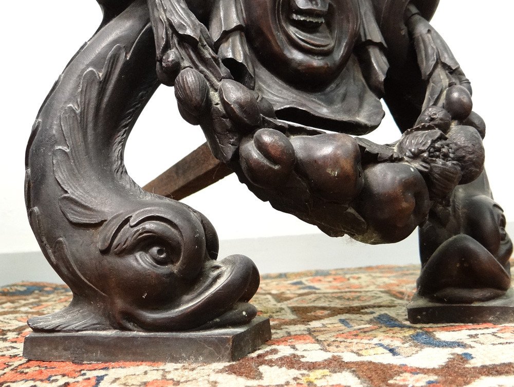 Paire Grands Chenets Cheminée Château Bronze Jupiter Junon Italie XIXème-photo-5