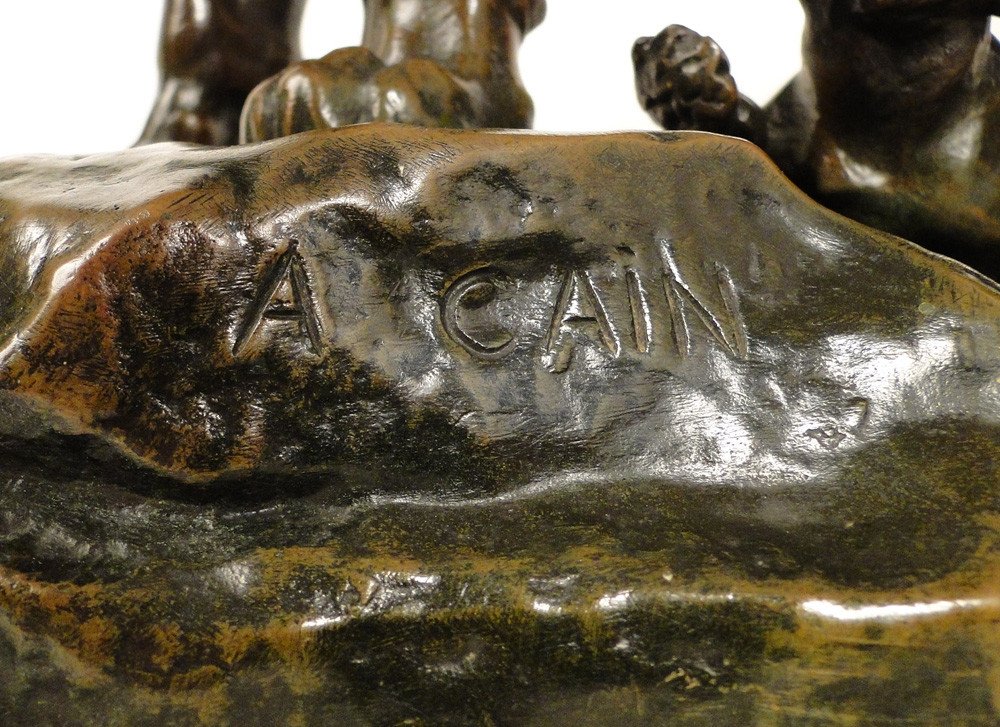 Auguste Cain Bronze Sculpture Lioness And Cubs Susse Frères Paris 19th-photo-4
