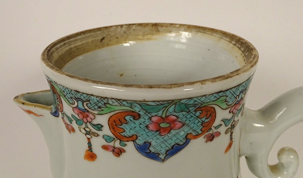 Porcelain Covered Jug China Compagnie Indes Famille Verte Kangxi 18th-photo-6