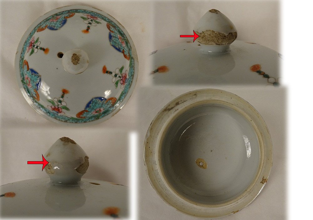 Porcelain Covered Jug China Compagnie Indes Famille Verte Kangxi 18th-photo-7