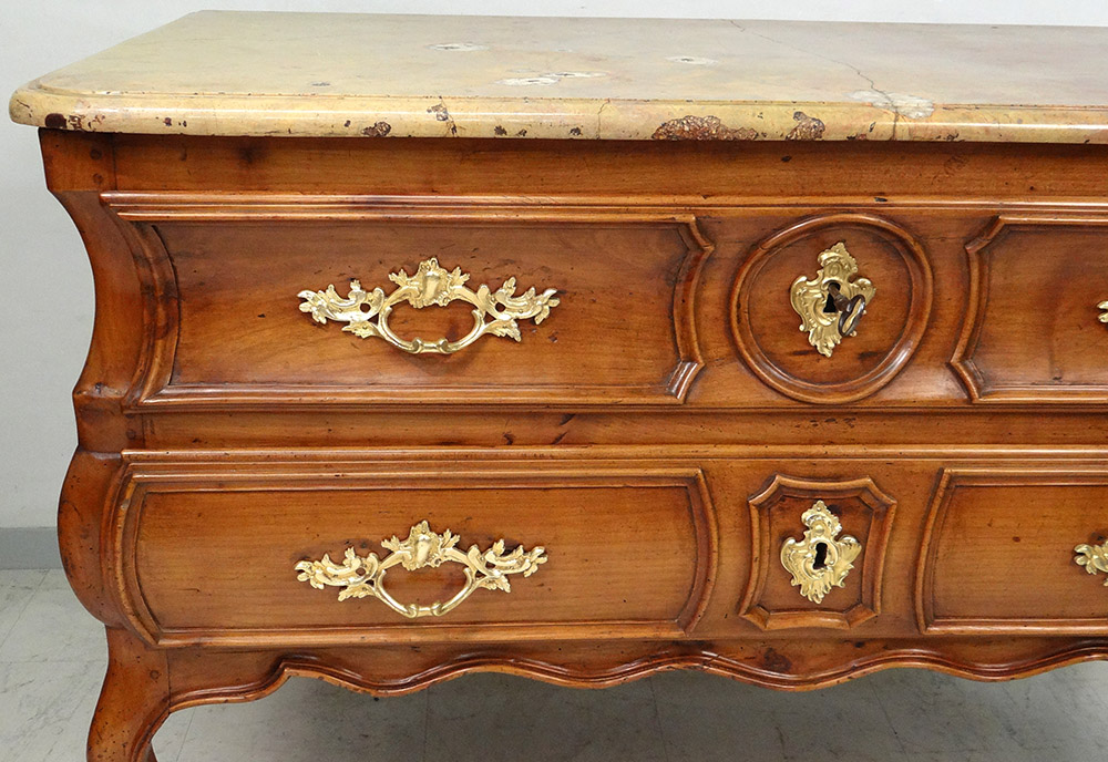 Louis XV Commode Sauteuse Provencal Cherry Carved Marble XVIIIè-photo-2