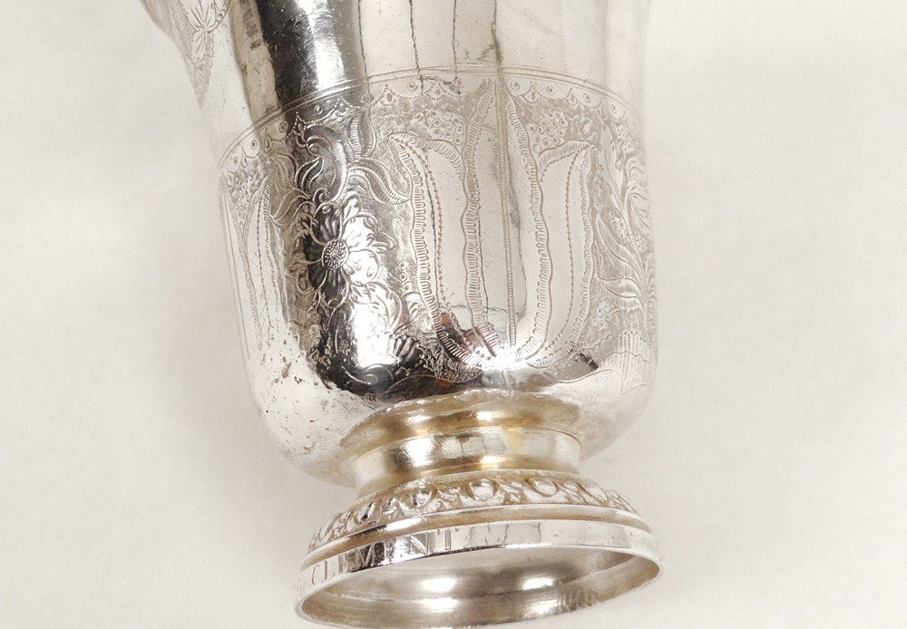 Timbale Piedouche Argent Fermiers Généraux Orléans Martin Lumière 135gr 18è-photo-2
