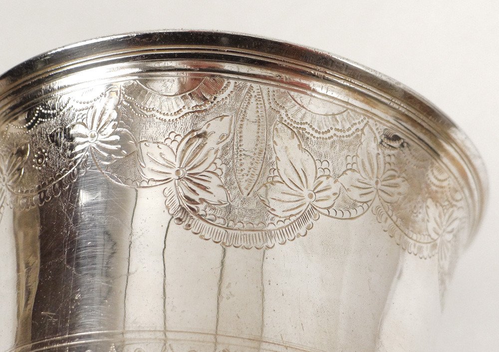 Timbale Piedouche Argent Fermiers Généraux Orléans Martin Lumière 135gr 18è-photo-4