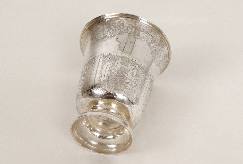 Timbale Piedouche Argent Fermiers Généraux Orléans Martin Lumière 135gr 18è-photo-4