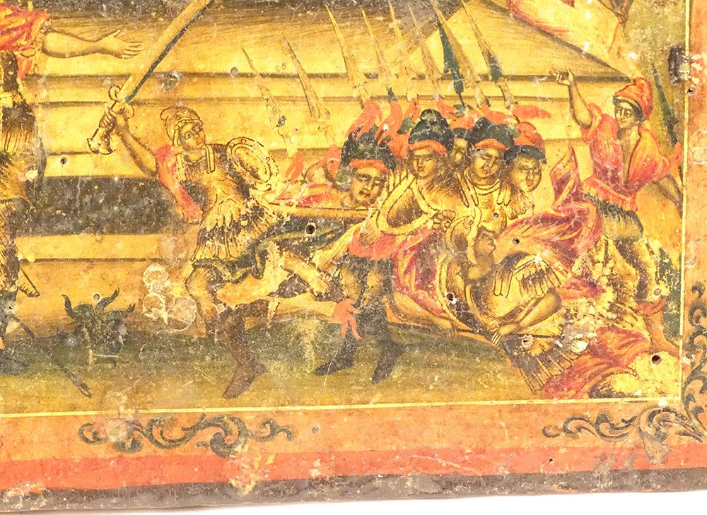 Icône Grecque Byzantine Résurrection Christ Anastasis Soldats Anges XVIIème-photo-3