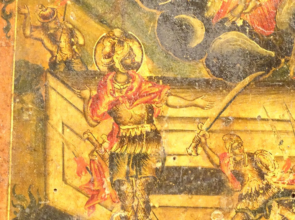 Icône Grecque Byzantine Résurrection Christ Anastasis Soldats Anges XVIIème-photo-8