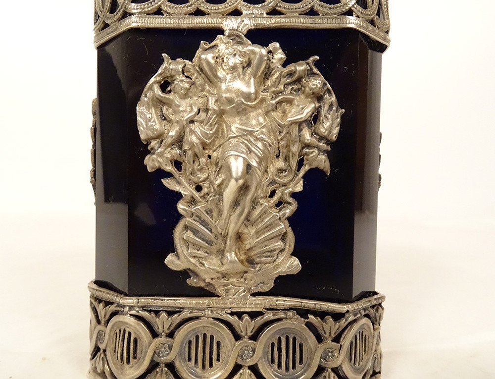 Flacon Argent Massif Allemand Hanau Vénus Coquille Vase Cygnes Fin XIXème-photo-2